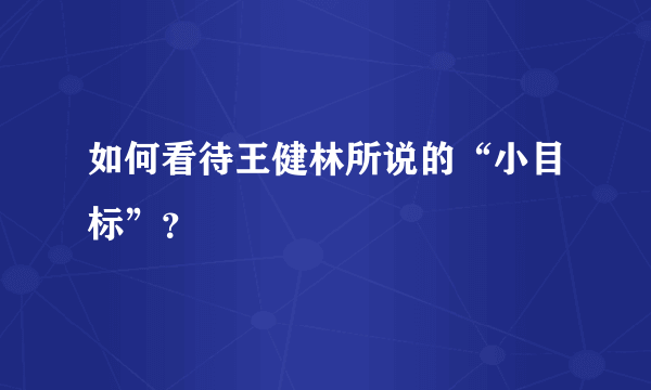 如何看待王健林所说的“小目标”？