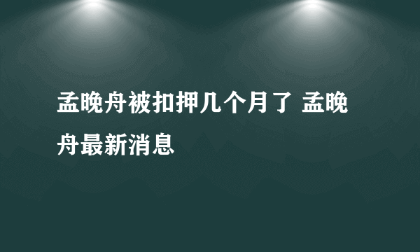 孟晚舟被扣押几个月了 孟晚舟最新消息 