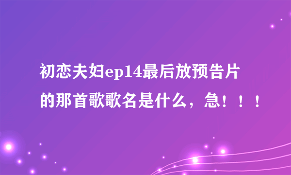 初恋夫妇ep14最后放预告片的那首歌歌名是什么，急！！！