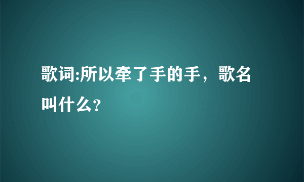 歌词:所以牵了手的手，歌名叫什么？