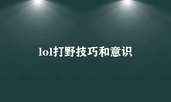 lol打野技巧和意识