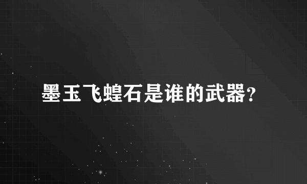 墨玉飞蝗石是谁的武器？