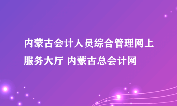 内蒙古会计人员综合管理网上服务大厅 内蒙古总会计网