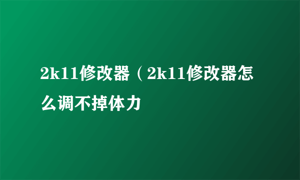 2k11修改器（2k11修改器怎么调不掉体力