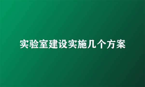 实验室建设实施几个方案