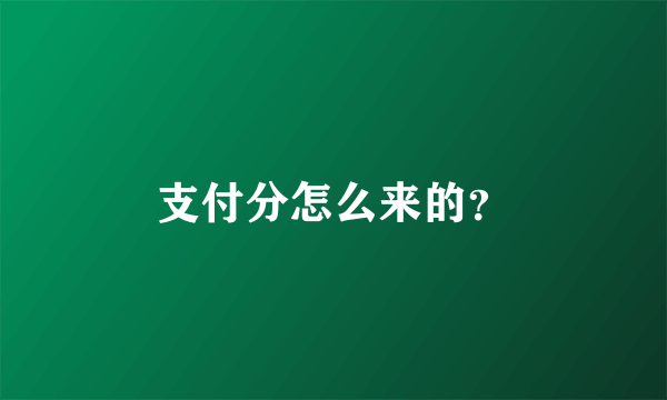 支付分怎么来的？