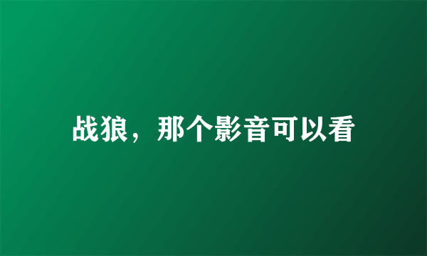 战狼，那个影音可以看