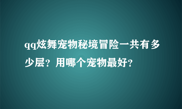 qq炫舞宠物秘境冒险一共有多少层？用哪个宠物最好？