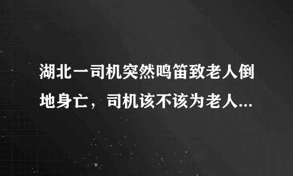 湖北一司机突然鸣笛致老人倒地身亡，司机该不该为老人的死负责？