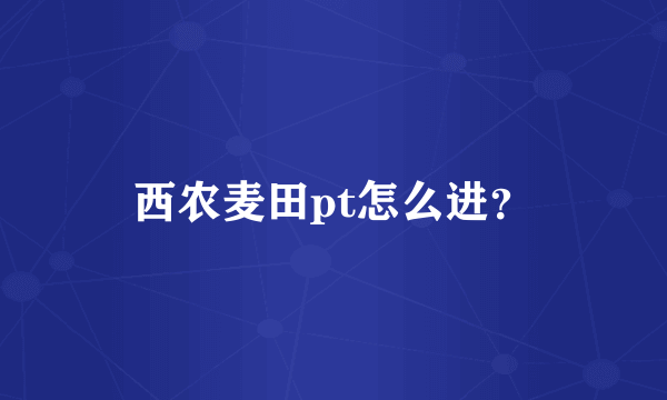 西农麦田pt怎么进？