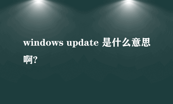 windows update 是什么意思啊?