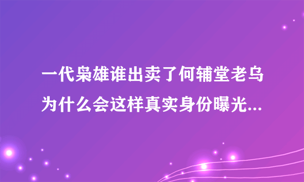 一代枭雄谁出卖了何辅堂老乌为什么会这样真实身份曝光-飞外网