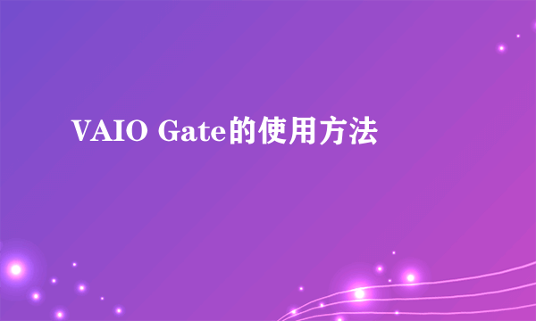 VAIO Gate的使用方法