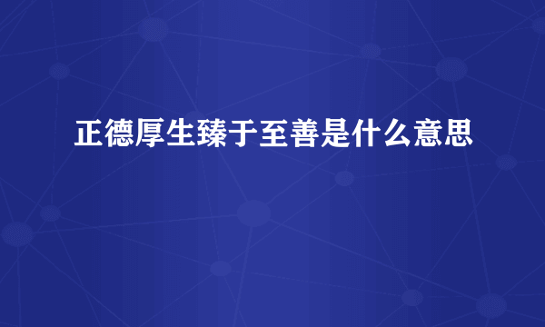 正德厚生臻于至善是什么意思