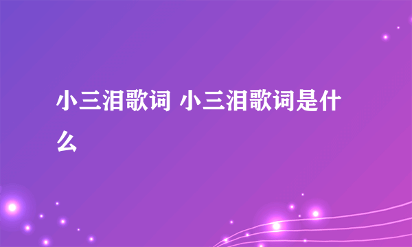 小三泪歌词 小三泪歌词是什么