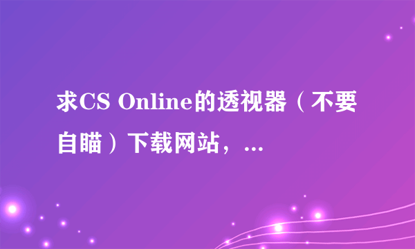 求CS Online的透视器（不要自瞄）下载网站，要可以用的哦