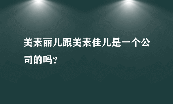 美素丽儿跟美素佳儿是一个公司的吗？