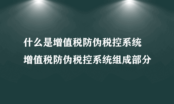 什么是增值税防伪税控系统 增值税防伪税控系统组成部分