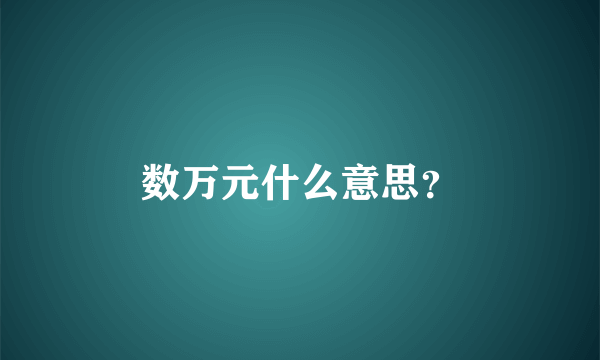 数万元什么意思？