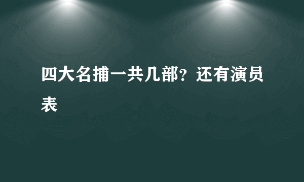 四大名捕一共几部？还有演员表