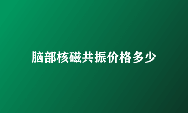 脑部核磁共振价格多少