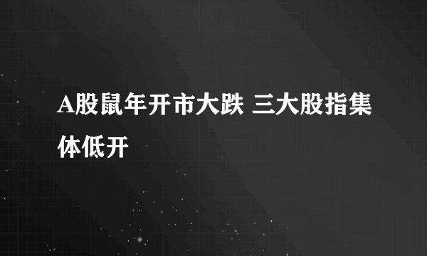 A股鼠年开市大跌 三大股指集体低开