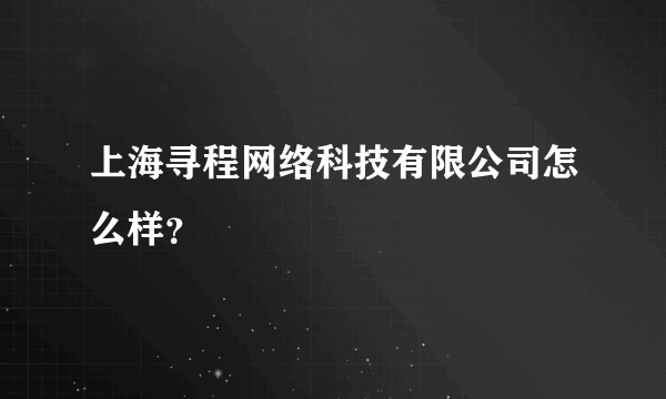 上海寻程网络科技有限公司怎么样？