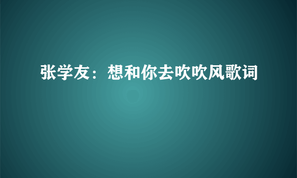 张学友：想和你去吹吹风歌词