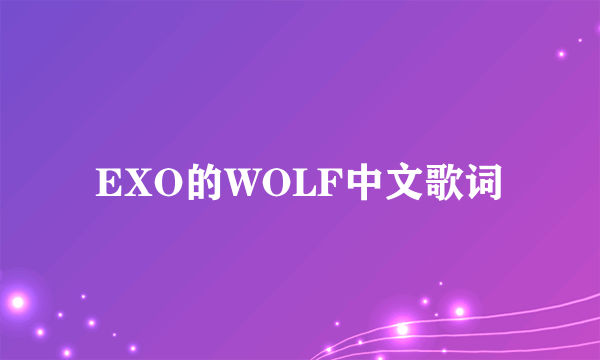 EXO的WOLF中文歌词