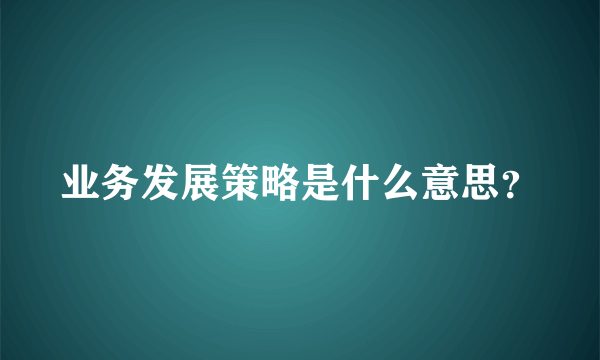 业务发展策略是什么意思？