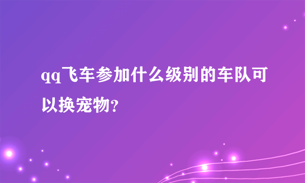 qq飞车参加什么级别的车队可以换宠物？