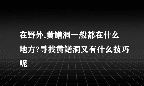 在野外,黄鳝洞一般都在什么地方?寻找黄鳝洞又有什么技巧呢