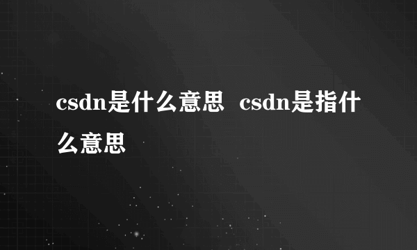 csdn是什么意思  csdn是指什么意思