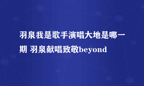 羽泉我是歌手演唱大地是哪一期 羽泉献唱致敬beyond