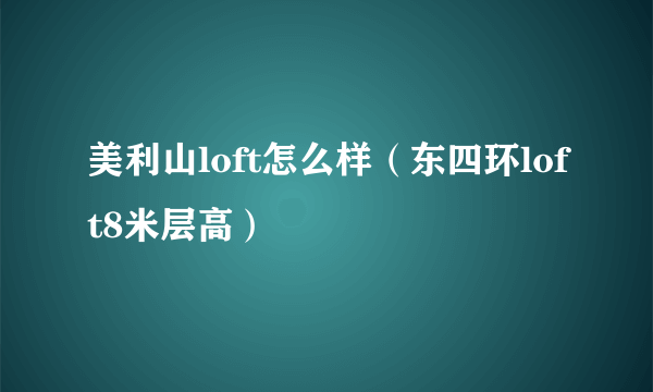 美利山loft怎么样（东四环loft8米层高）