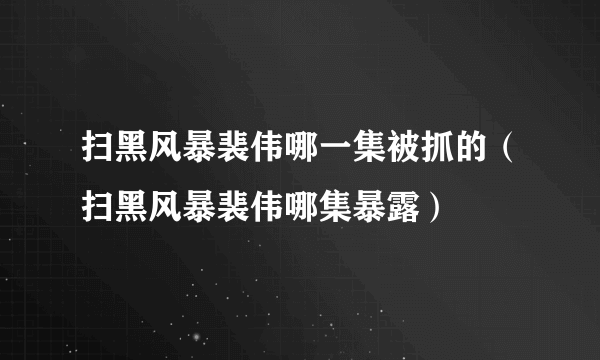 扫黑风暴裴伟哪一集被抓的（扫黑风暴裴伟哪集暴露）