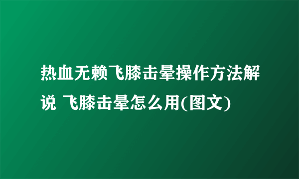 热血无赖飞膝击晕操作方法解说 飞膝击晕怎么用(图文)