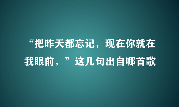 “把昨天都忘记，现在你就在我眼前，”这几句出自哪首歌