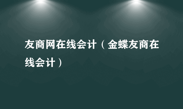 友商网在线会计（金蝶友商在线会计）