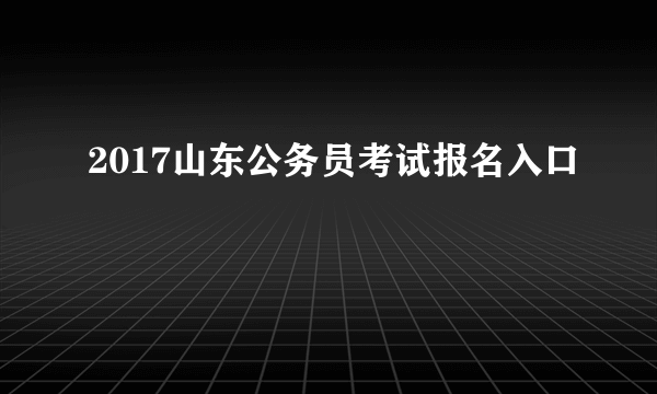 2017山东公务员考试报名入口