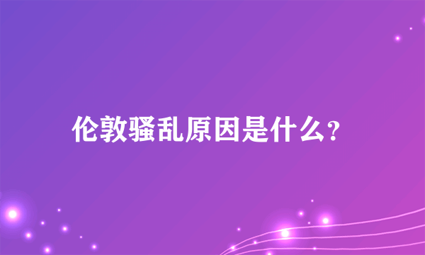 伦敦骚乱原因是什么？