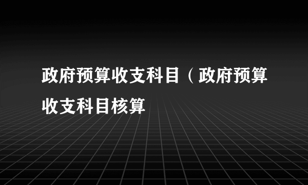 政府预算收支科目（政府预算收支科目核算