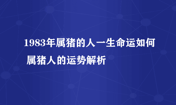 1983年属猪的人一生命运如何 属猪人的运势解析