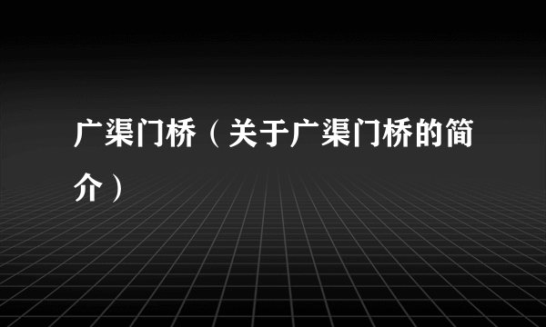 广渠门桥（关于广渠门桥的简介）