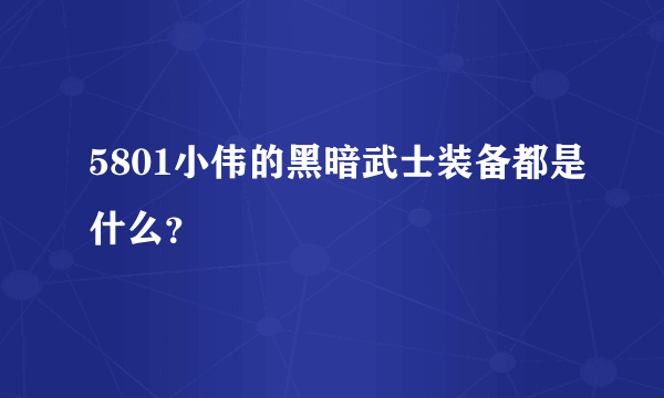 5801小伟的黑暗武士装备都是什么？