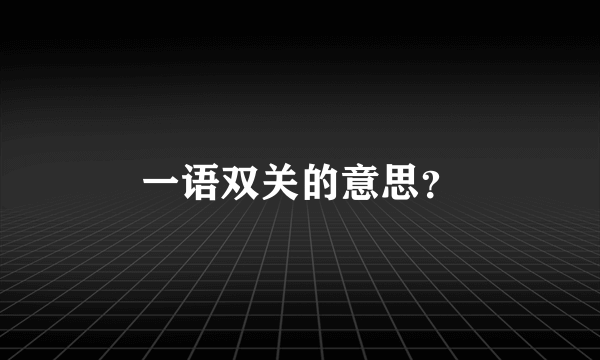 一语双关的意思？