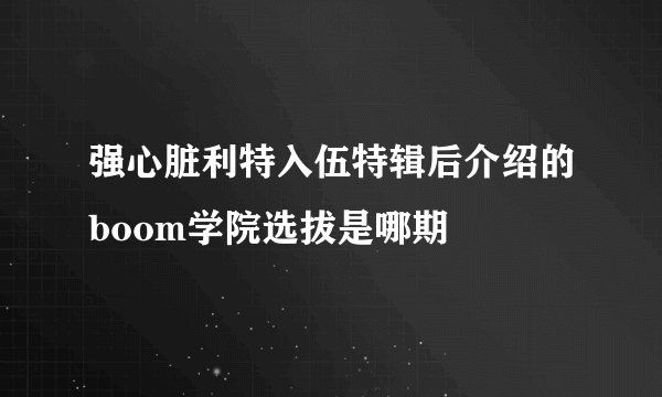 强心脏利特入伍特辑后介绍的boom学院选拔是哪期