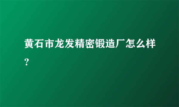 黄石市龙发精密锻造厂怎么样？