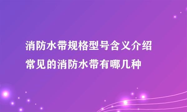 消防水带规格型号含义介绍 常见的消防水带有哪几种