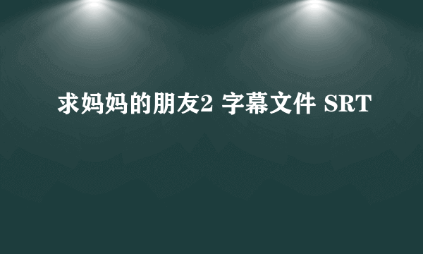 求妈妈的朋友2 字幕文件 SRT